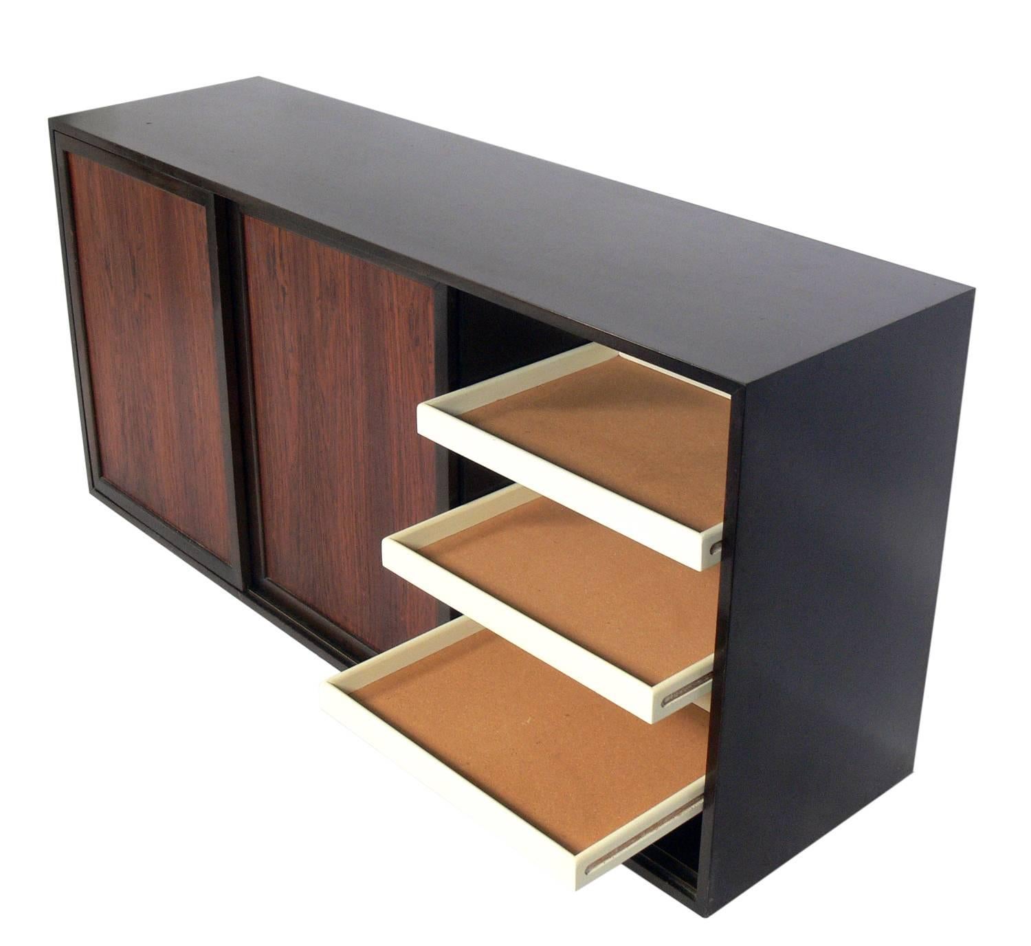 Lacquered Modern Rosewood Chest or Credenza Designed by Harvey Probber