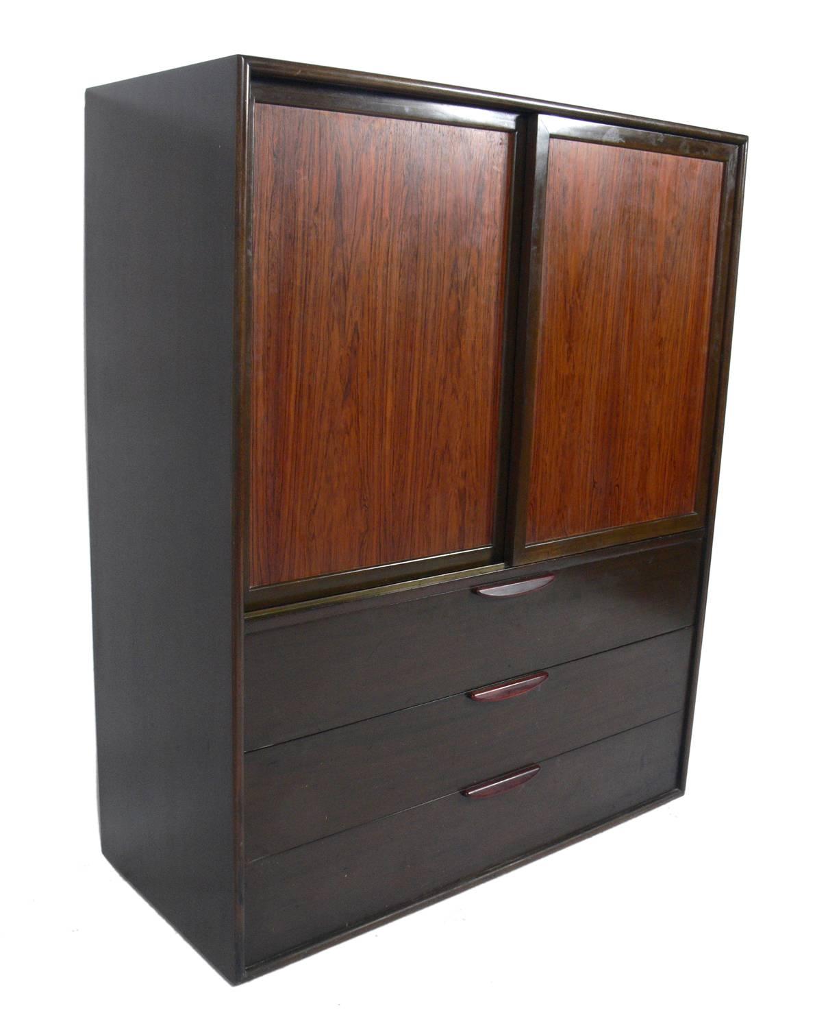 American Tall Rosewood Chest of Drawers designed by Harvey Probber