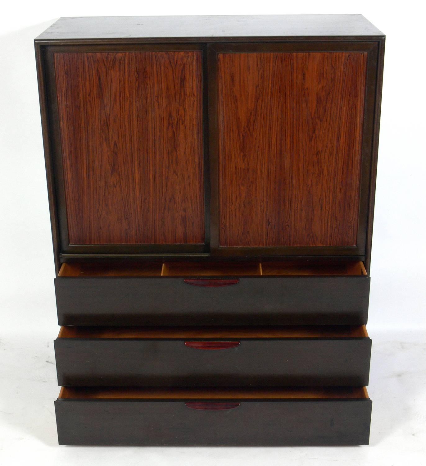 Tall Rosewood Chest of Drawers designed by Harvey Probber In Good Condition In Atlanta, GA