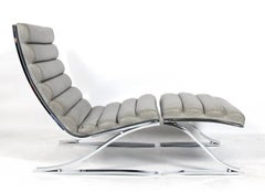 Mid-Century Cantilevered Chrome Lounge Chair and Ottoman by DIA