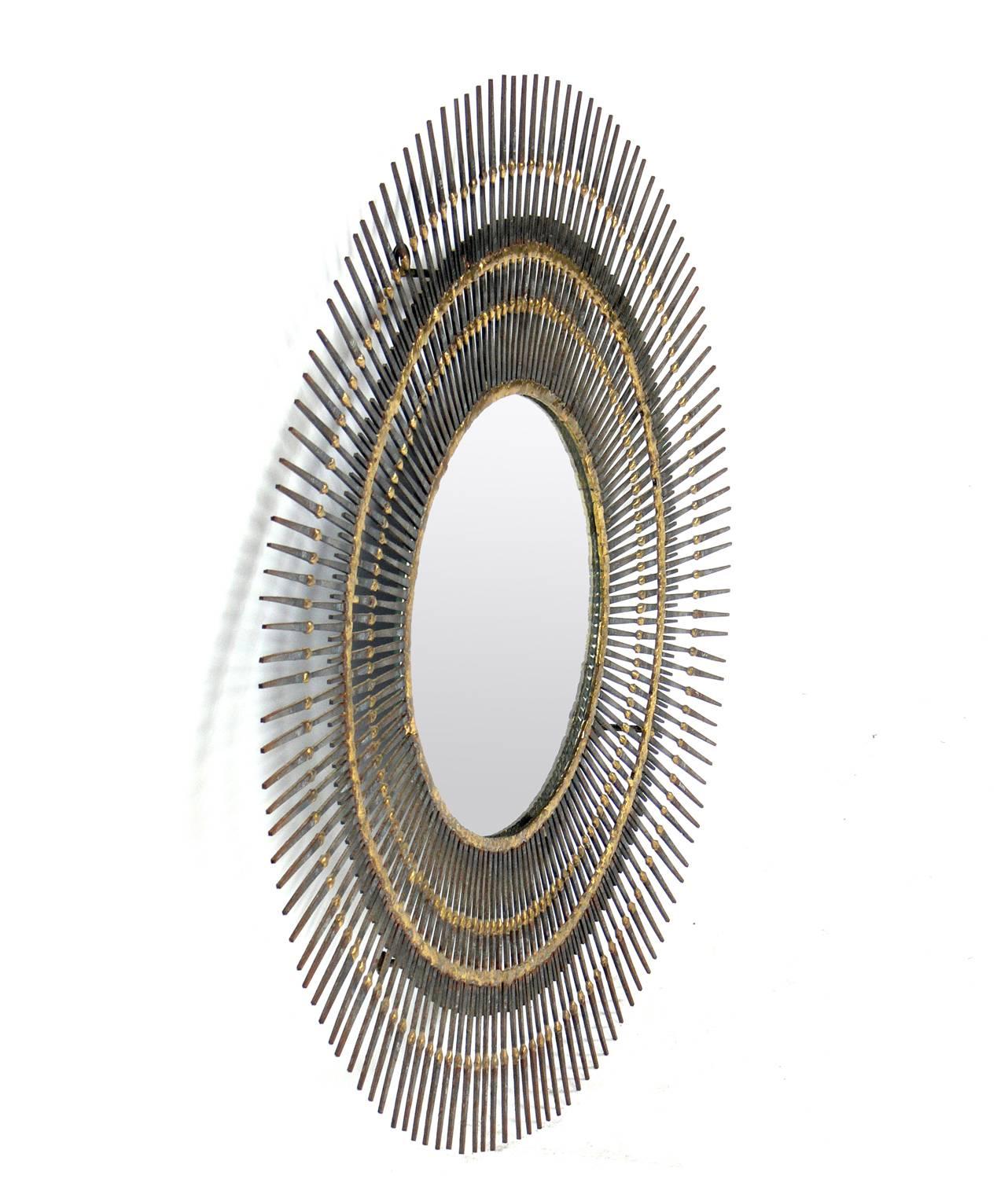 Mid-Century Modern Sculptural Sunburst Nail Mirror