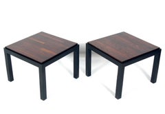 Pair of Rosewood and Black Lacquer End Tables by Milo Baughman