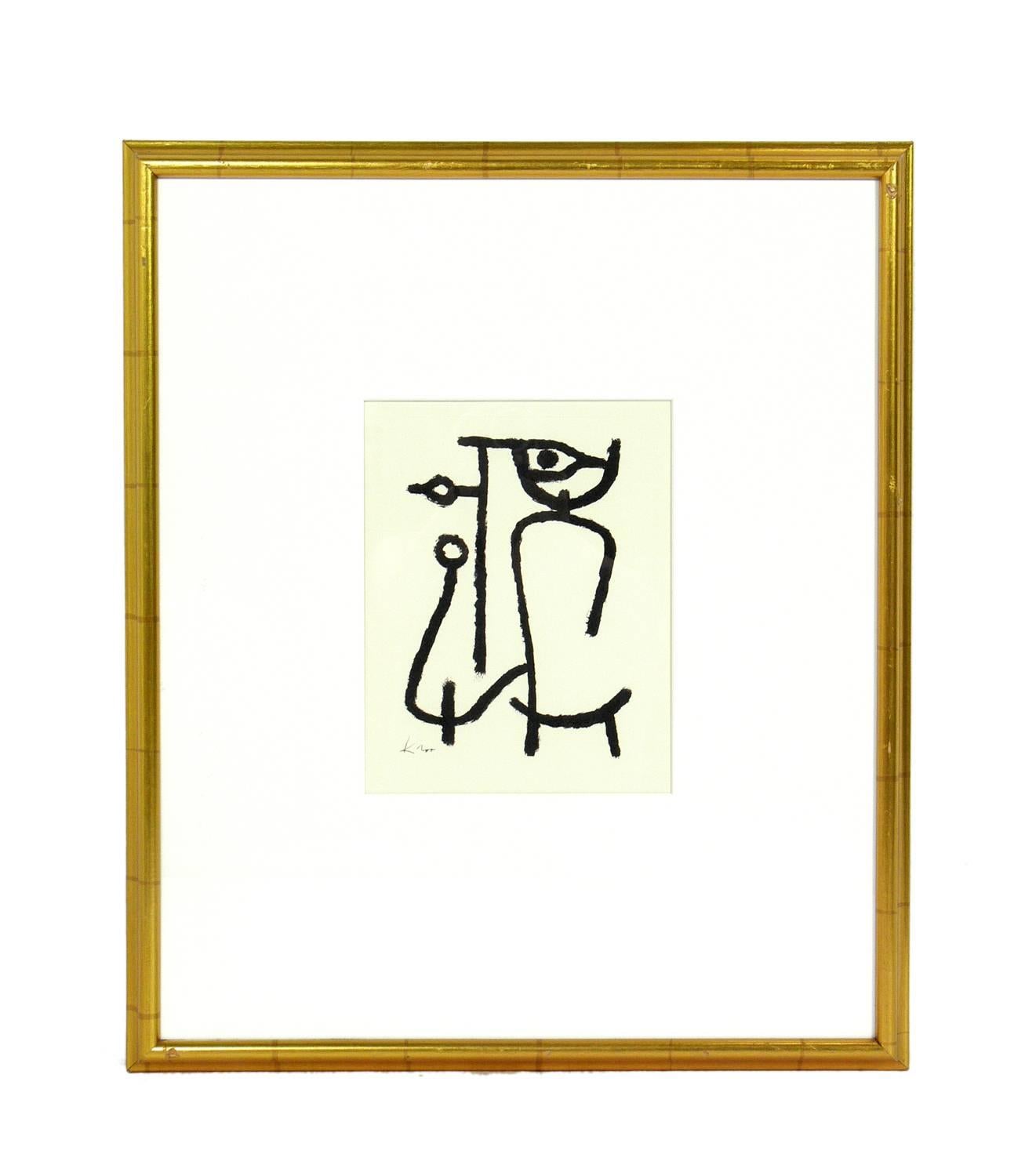 Selection of Modern Art, circa 1950s-1970s. From left to right, they are:

1) Figural female pen and ink drawing, American, circa 1950s, pictured on the far left measures 13