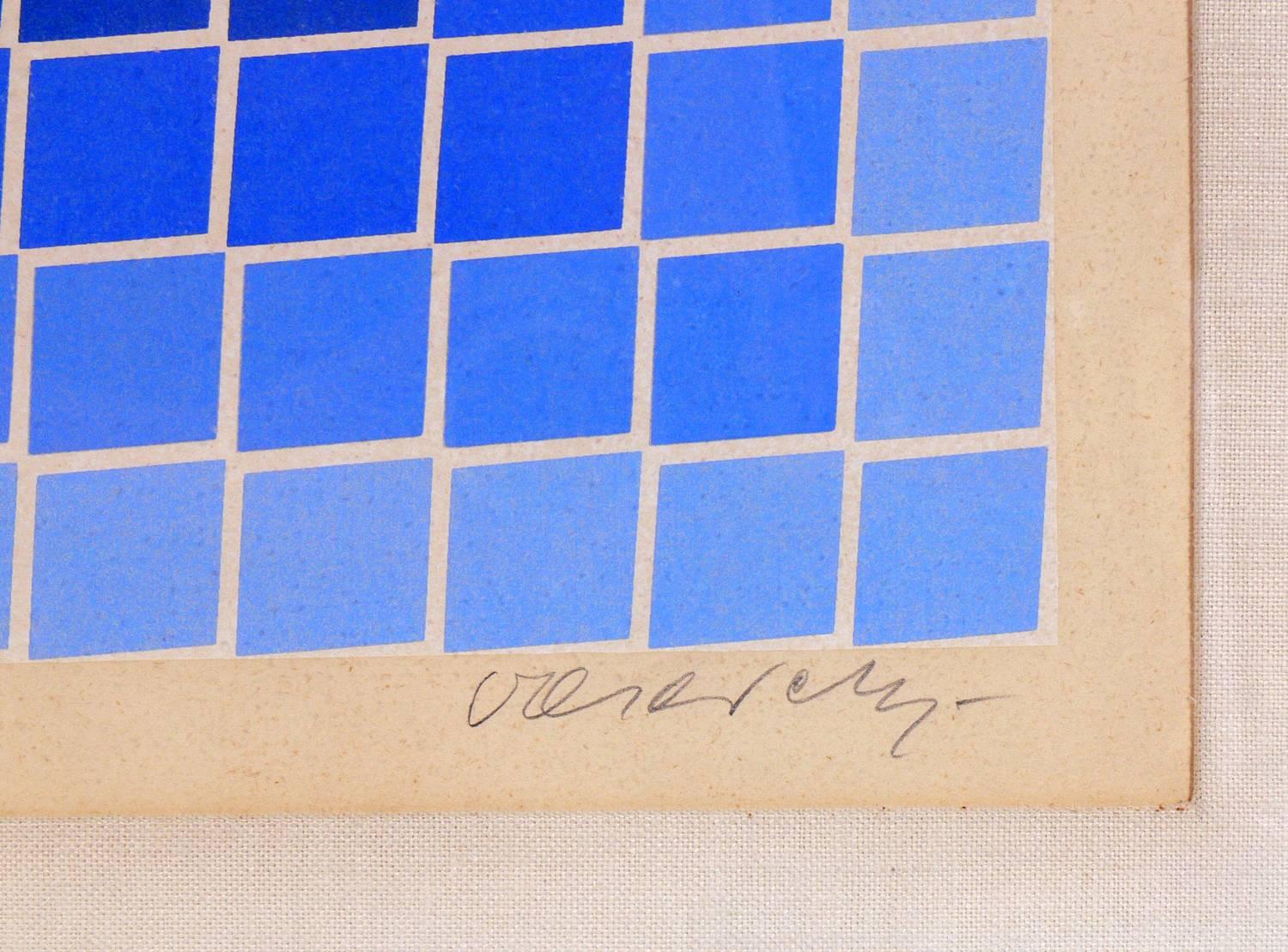 French Colorful Geometric Lithograph by Victor Vasarely Signed and Numbered