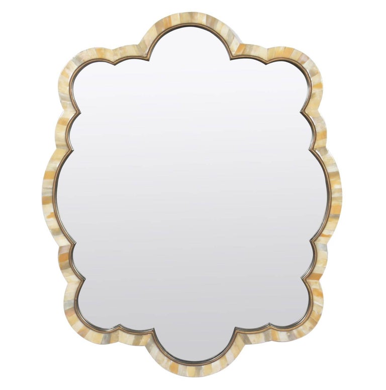 Herringbone Pattern Bone Mirror For Sale at 1stdibs