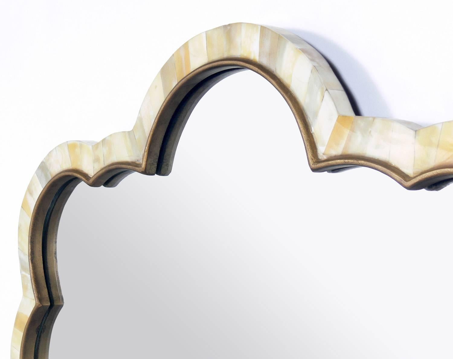 Mid-Century Modern Tessellated Bone Mirror 