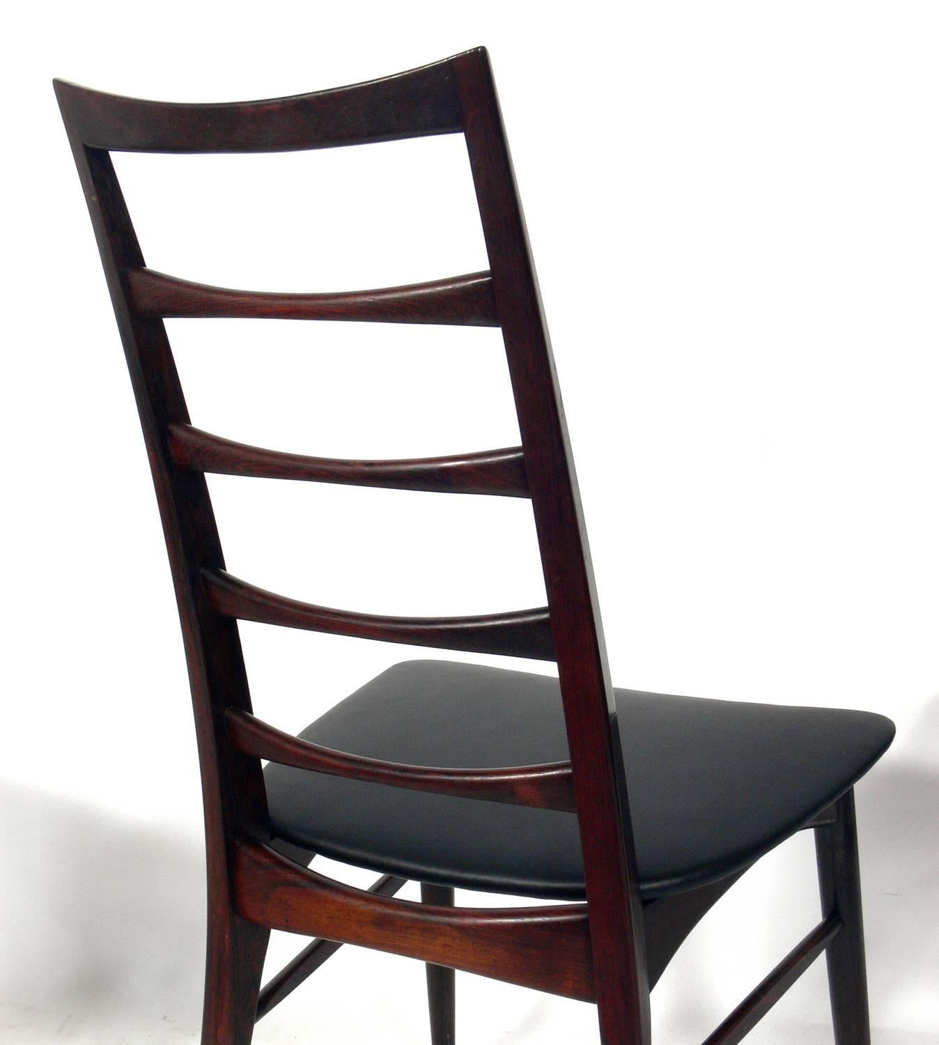 Upholstery Danish Modern Rosewood Dining Chairs by Niels Koefoed