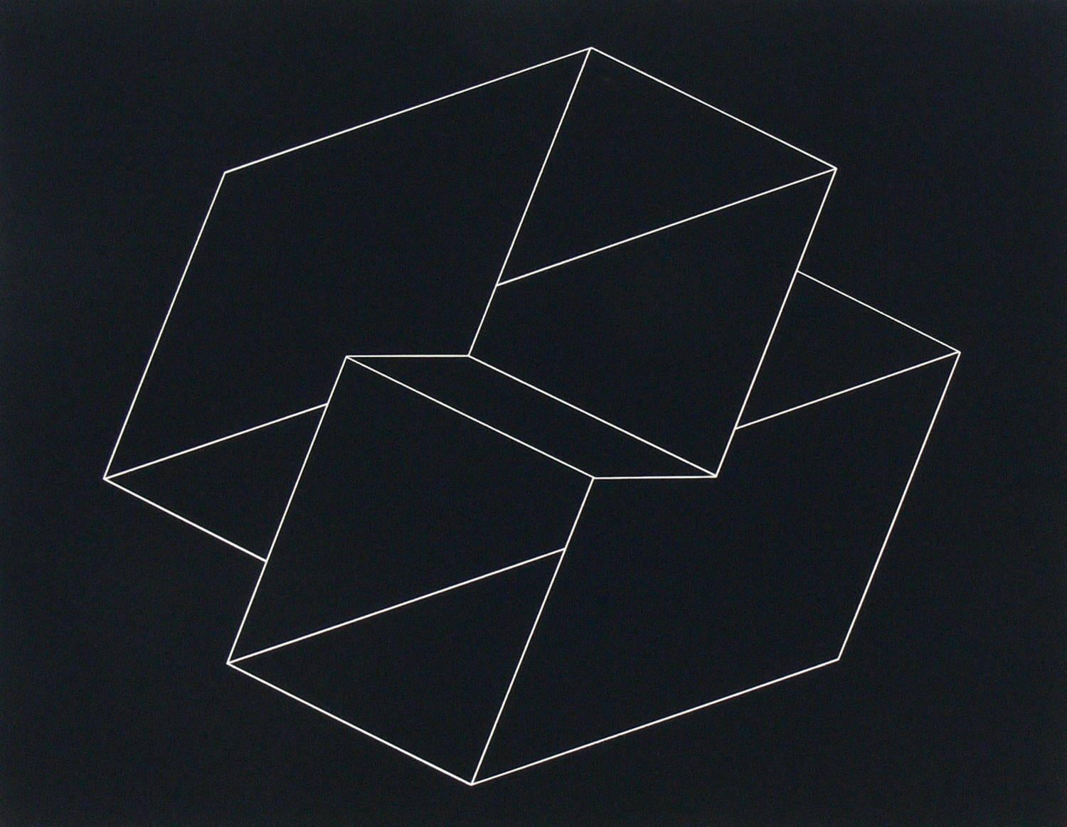 Josef Albers abstrakte Lithographien aus Formulierung und Artikulation, herausgegeben von Harry N. Abrams Inc. in New York und Ives Sillman Inc. in New Haven, um 1972. Diese Werke stammen aus Mappe II, Ordner 10. Sie wurden in sauberen, weiß