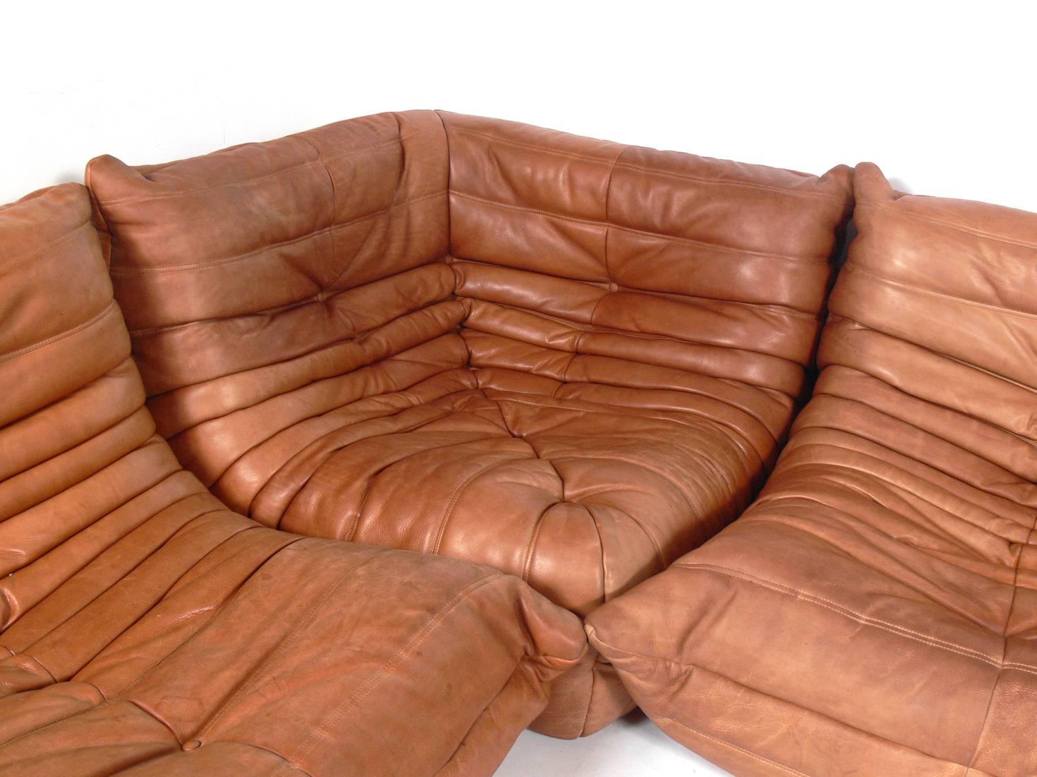 Late 20th Century Sculptural Leather Togo Sofa by Michel Ducaroy for Ligne Roset
