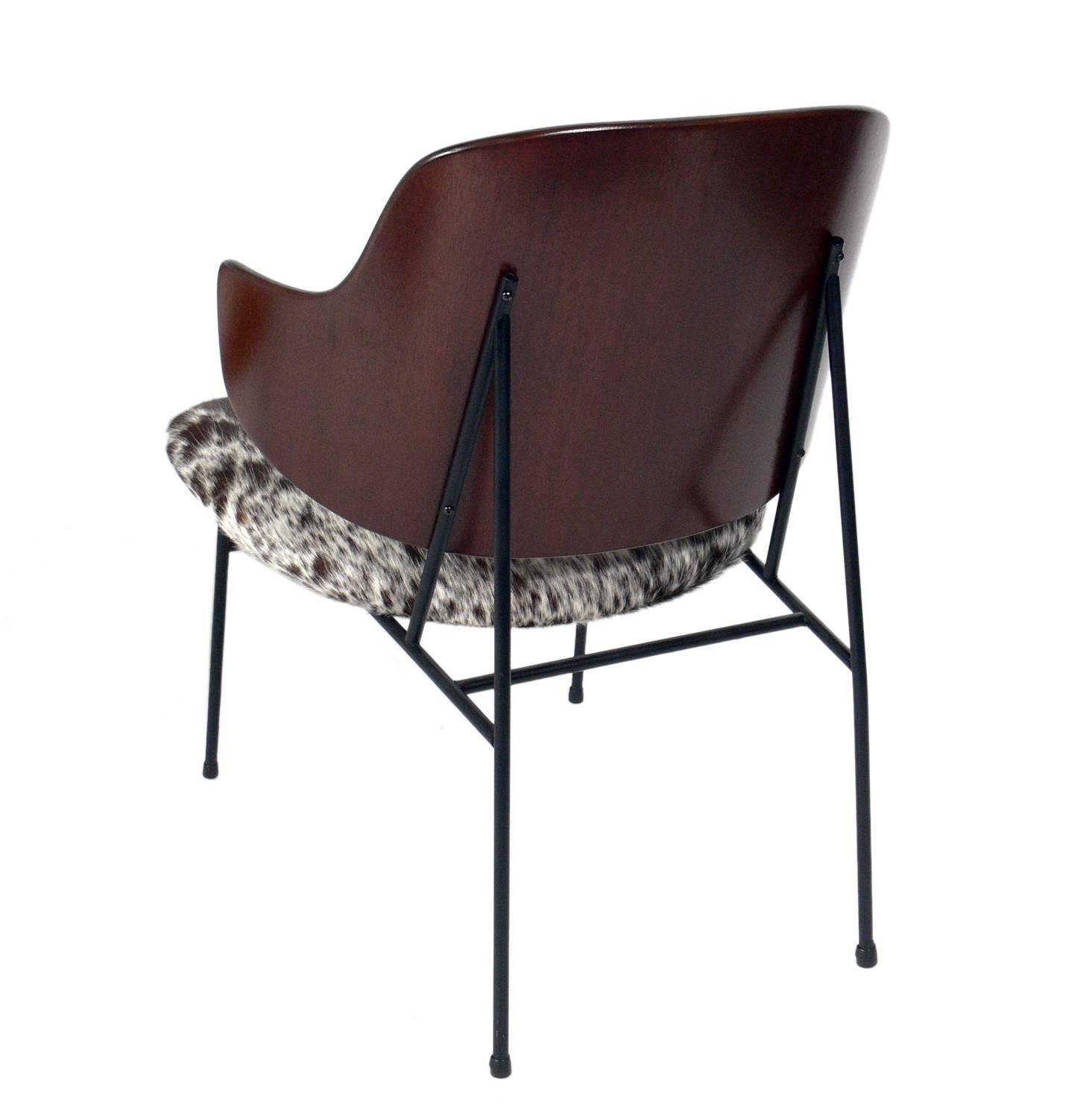 Mid-Century Modern Danish Modern Cowhide Lounge Chairs by Ib Kofod-Larsen