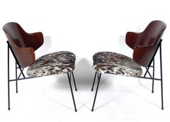 Dänische moderne Rindsleder-Loungesessel von Ib Kofod-Larsen