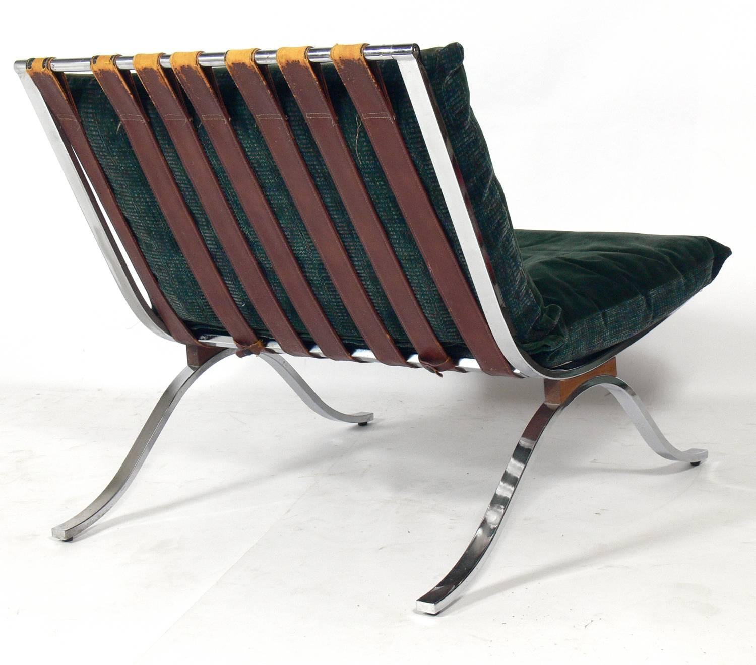 Mid-Century Modern Italian Chrome Lounge Chair 