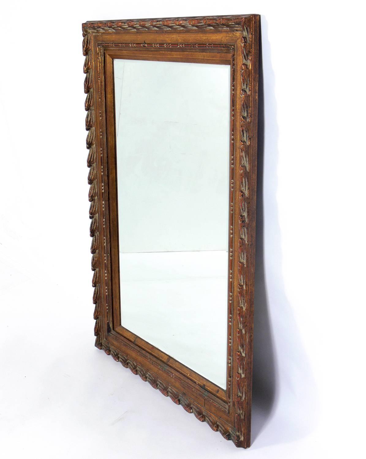 Vintage gilt mirror, American, circa 1940s. Retains wonderful original patina to the giltwood frame.