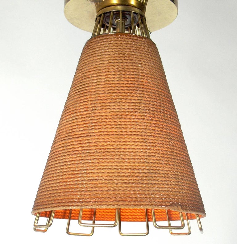 Pair of Nautical Rope Wrapped Ceiling Fixtures at 1stDibs