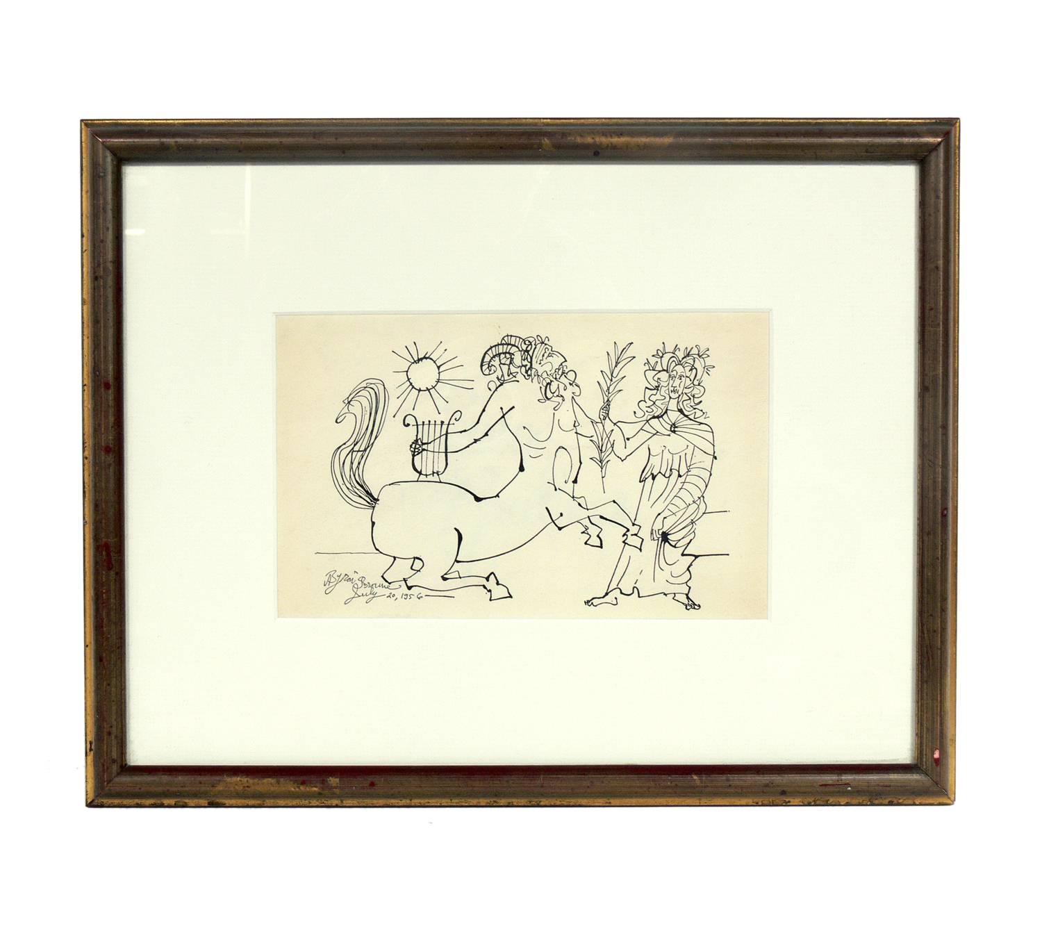 Selection of Modern Art or Gallery Wall, circa 1950s. T
They are:
1) Byron Browne signed and dated drawing, pictured on the top. It has been SOLD.
2) Drawing of Figural Nudes by Miriam Kubach, circa 1950s. It is pictured on the left, and measures
