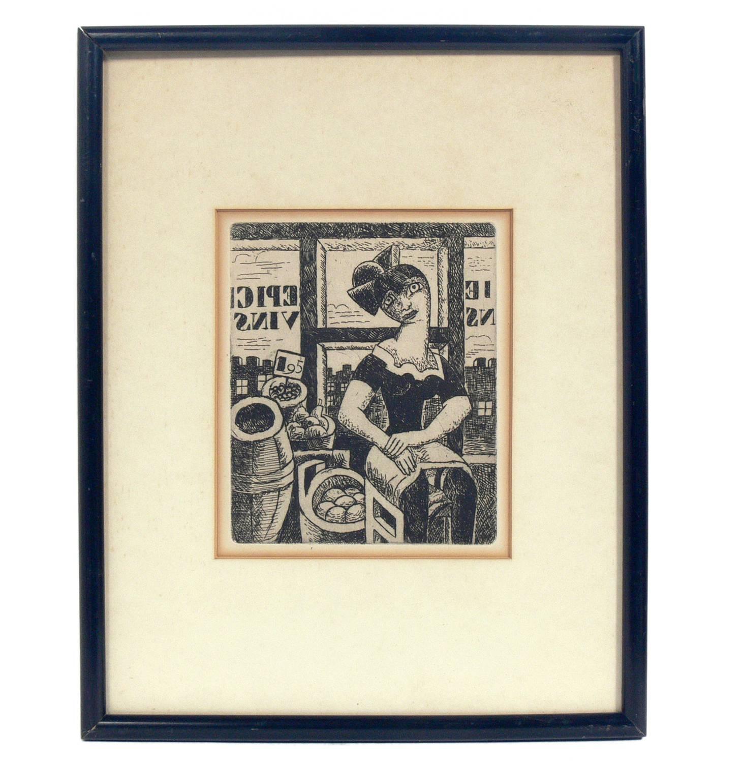 Selection of Modern Artwork, circa 1930s-1970s. Perfect to start or add to your gallery wall. All are priced at $375 each.

They are:
Top row, from left to right: 
1) Marcel Gromaire, etching of a woman, circa 1930s. It is SOLD.
2) Elephant drawing,