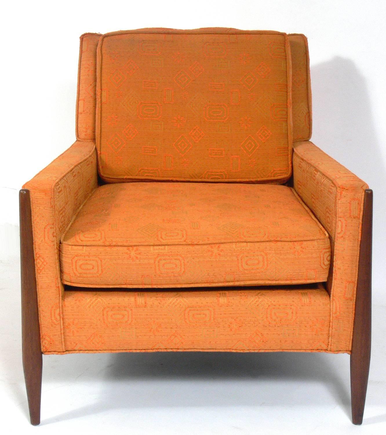 American Pair of Clean Lined Midcentury Lounge Chairs