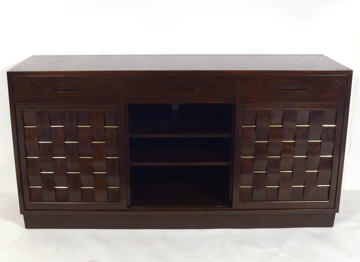 American Elegant Woven Front Credenza by Edward Wormley for Dunbar