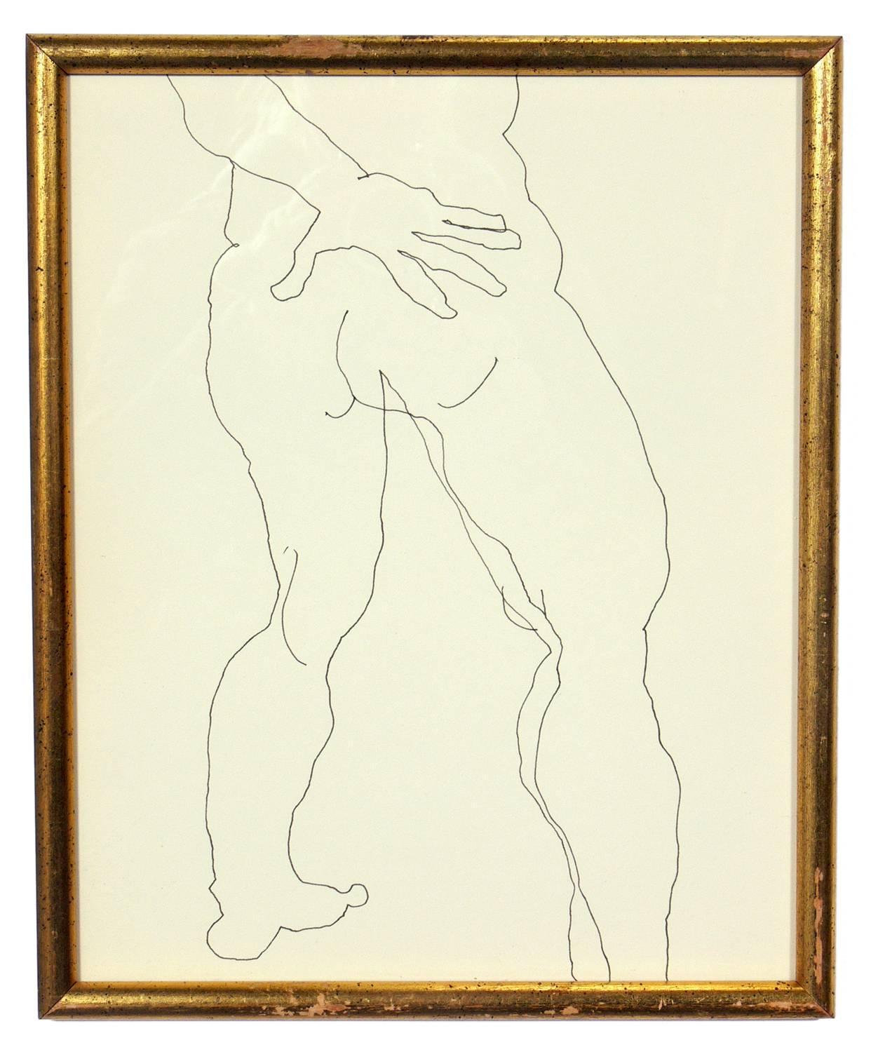 Glass Selection of Figural Line Drawings or Gallery Wall by Miriam Kubach