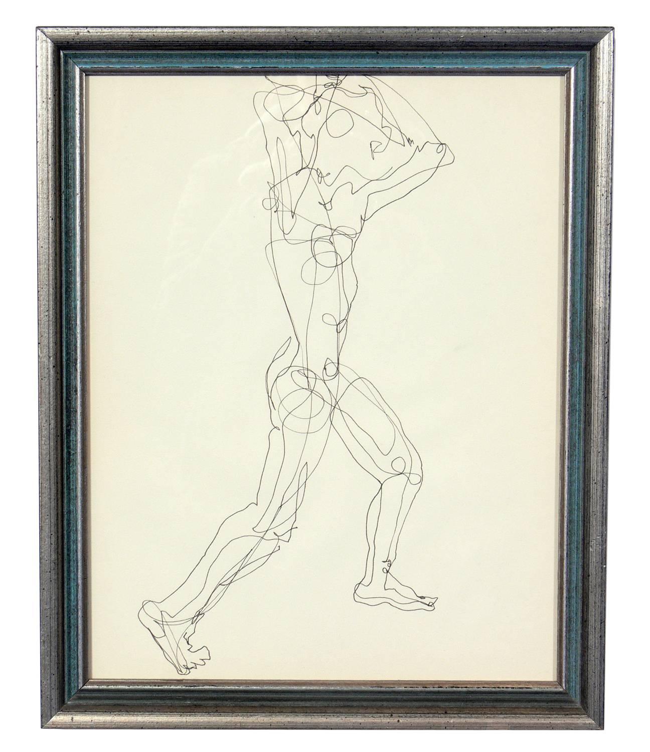 Selection of Figural Line Drawings or Gallery Wall by Miriam Kubach In Good Condition In Atlanta, GA