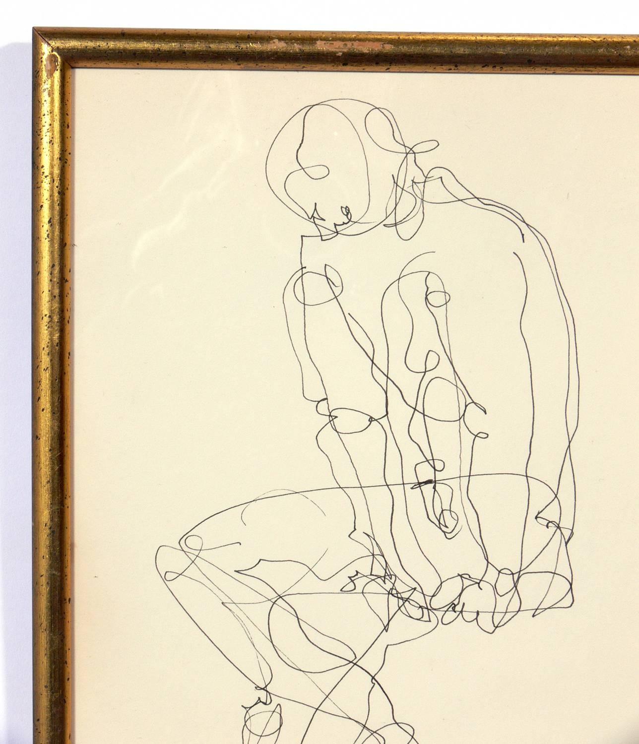Mid-Century Modern Selection of Figural Line Drawings or Gallery Wall by Miriam Kubach