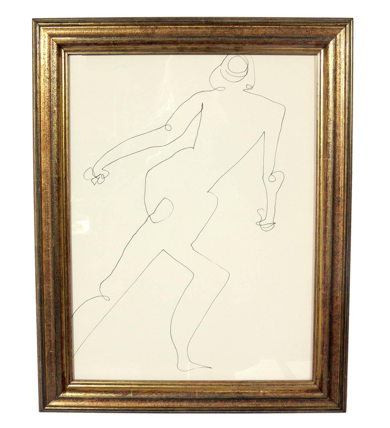 American Selection of Figural Line Drawings or Gallery Wall by Miriam Kubach