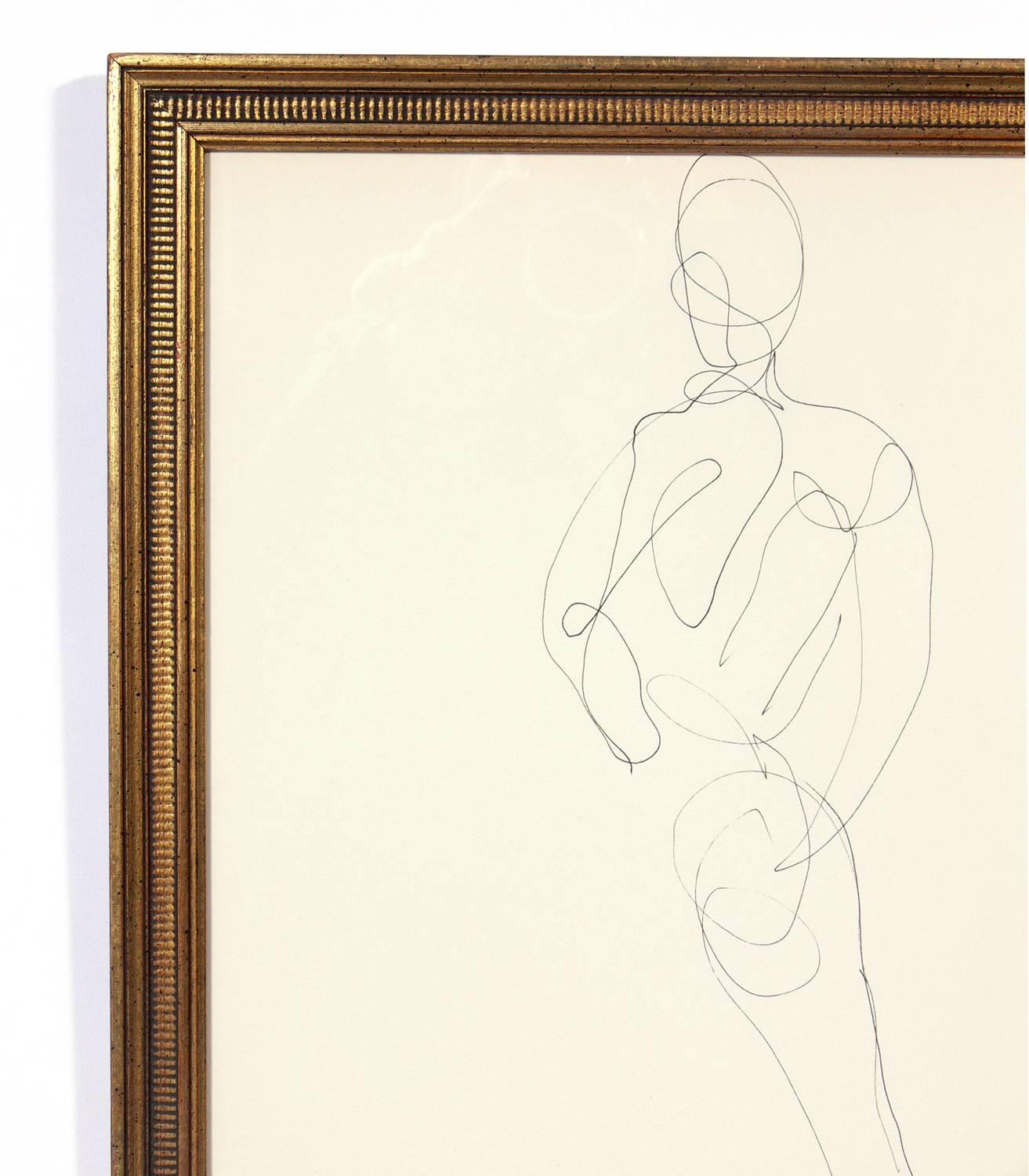 Glass Selection of Figural Line Drawings or Gallery Wall by Miriam Kubach