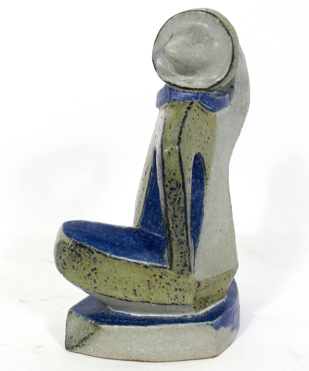 Art Deco Cubist Figural Ceramic Sculpture by Jorgen Mogensen for Royal Copenhagen