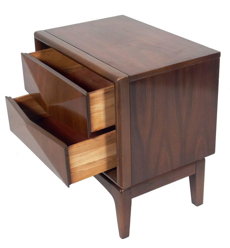 Mid-Century Modern Walnut Midcentury Convex Drawer Night Stands or End Tables