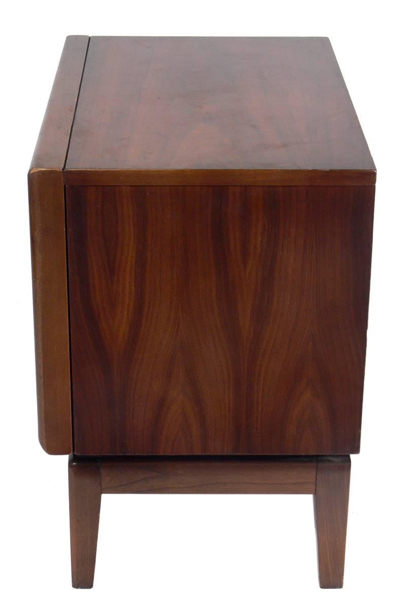 American Walnut Midcentury Convex Drawer Night Stands or End Tables