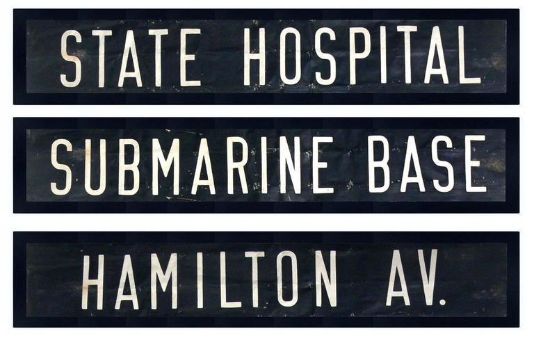 Mid-20th Century Selection of Connecticut Subway or Bus Signs For Sale