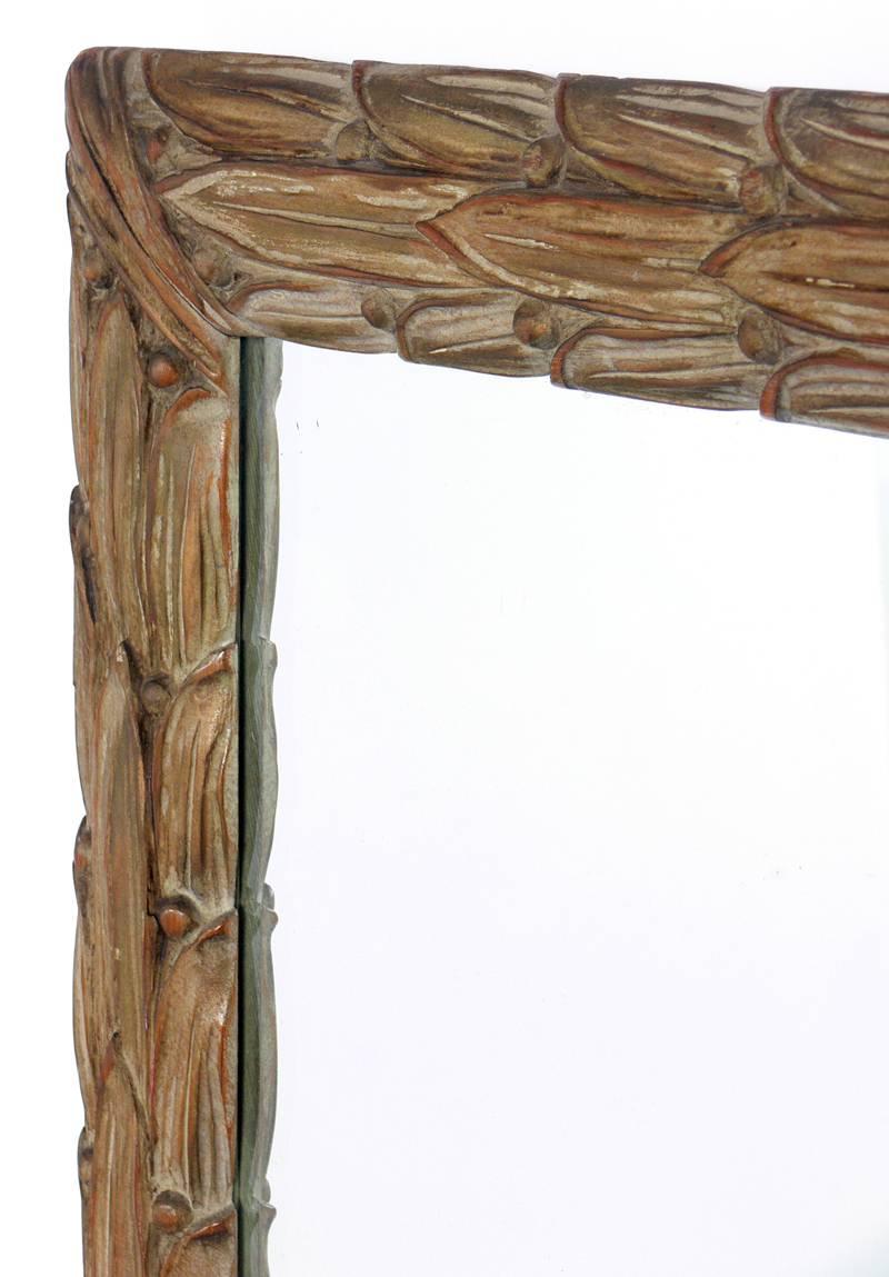 American Neoclassical Carved Leaves Mirror 