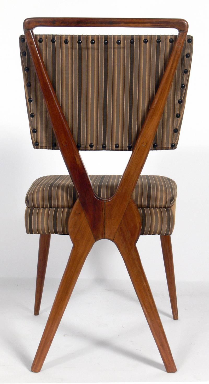 Mid-Century Modern Set of Six X-Back Italian Dining Chairs by Gianni Vigorelli