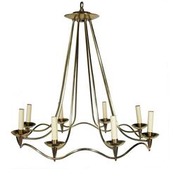 Undulating Brass Chandelier in the Manner of Jean Royere