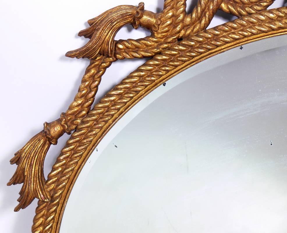 Américain Miroir en corde sculpté et doré, vers les années 1940  en vente