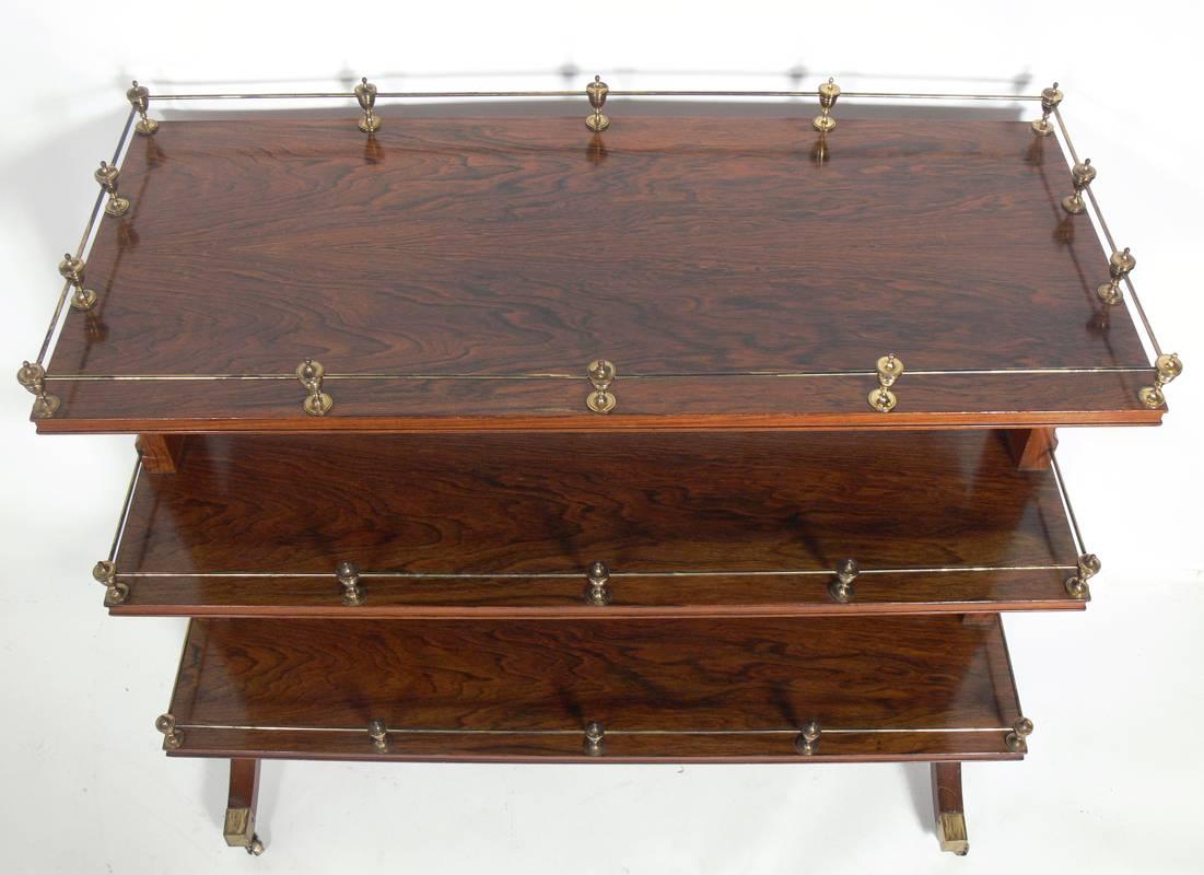 American Rosewood and Brass Serving Cart 