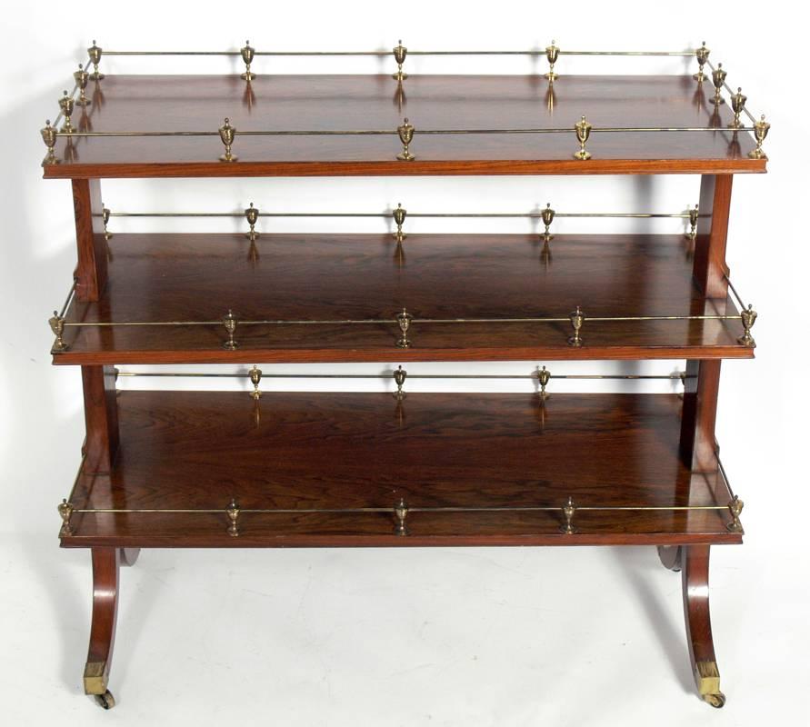Rosewood and Brass Serving Cart  In Good Condition In Atlanta, GA