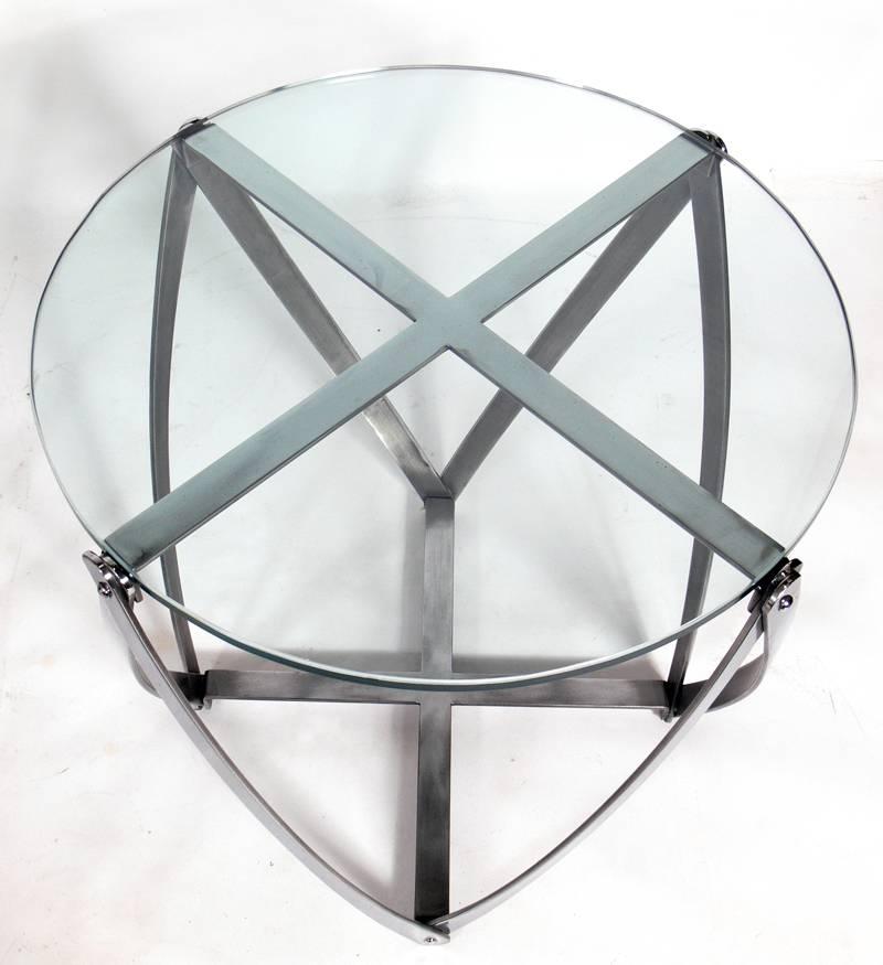 Sculptural Modernist Chromed metal table by John Vesey. 
