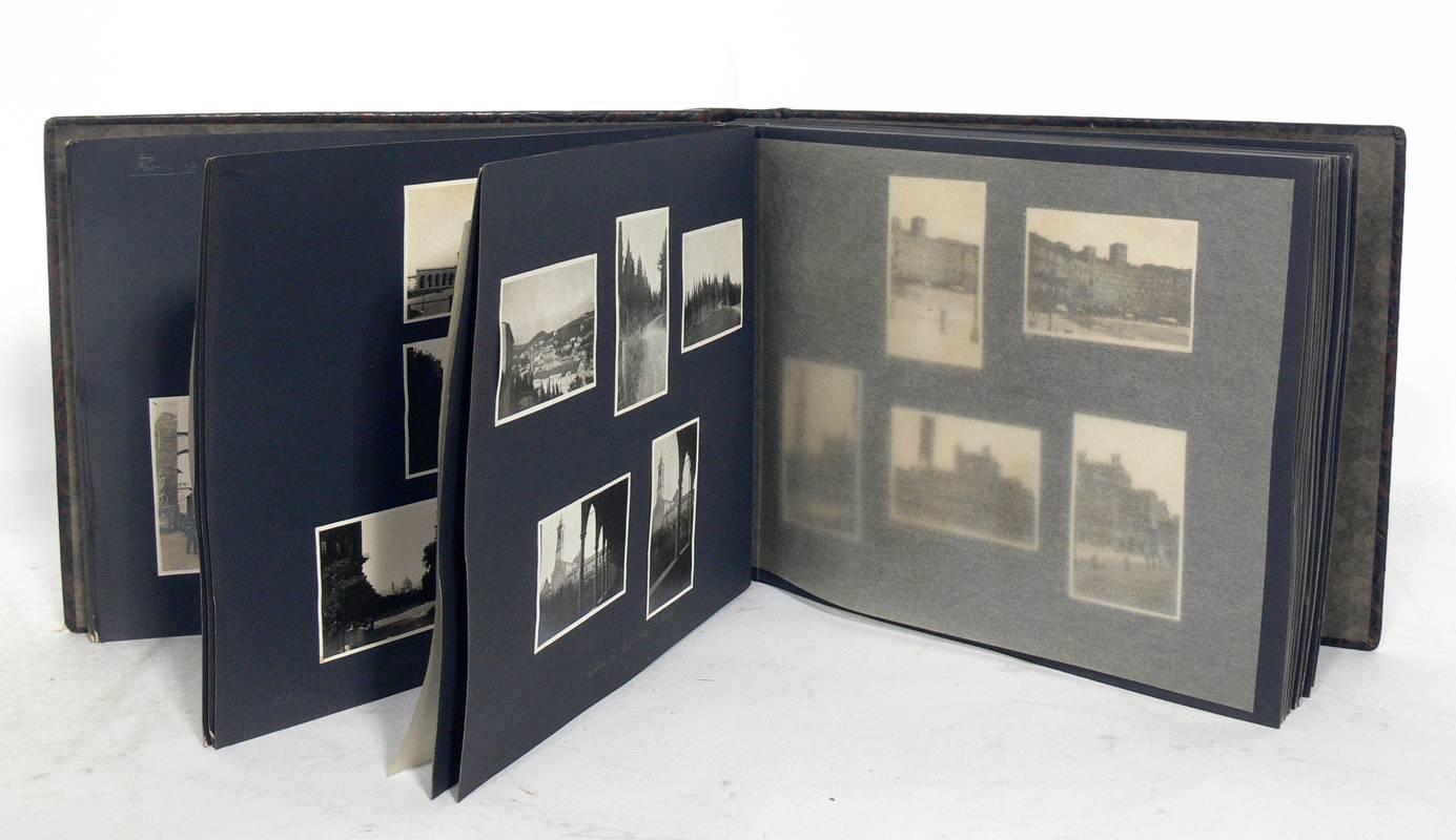 French Collection of Leather Bound Art Deco Photo Albums of European Travel  For Sale