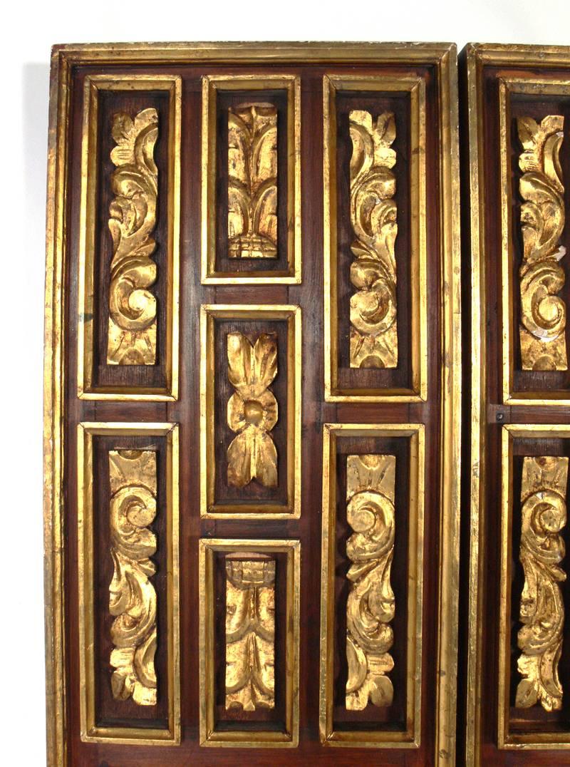 Carved Gilt Italian Folding Screen 