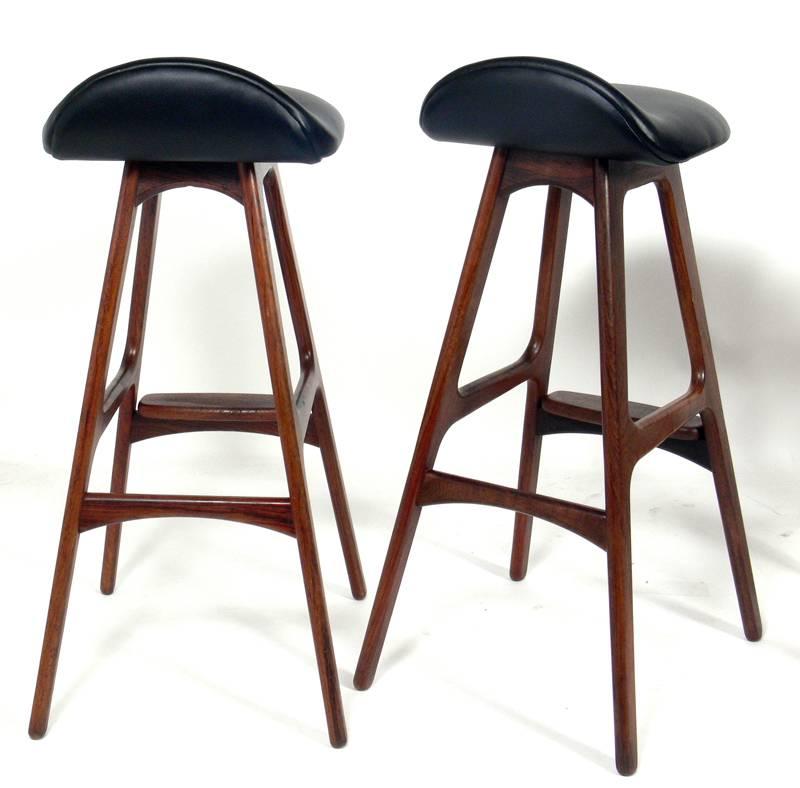 Danish Modern Bar Stools by Erik Buck In Good Condition In Atlanta, GA