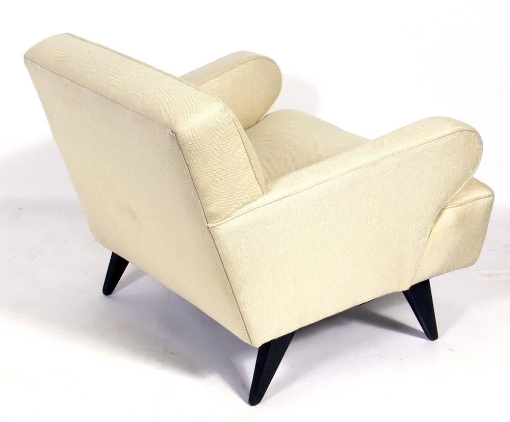 Lacquered Mid-Century Modern Upholstered Lounge Chair