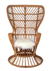 Tall Back Italian Rattan Lounge Chair