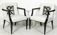 Pair of Elegant Fret Back Chairs Attributed to Grosfeld House