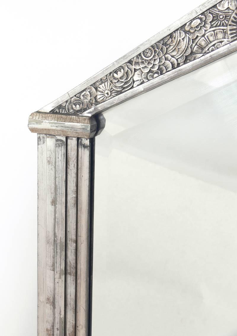 Gesso French Art Deco Silver Leaf Mirror