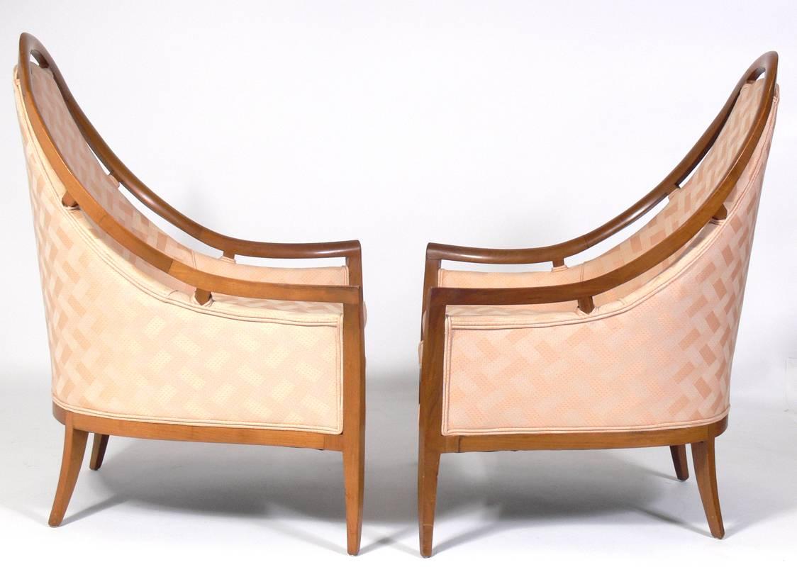 Mid-Century Modern Pair of Sculptural Arch Back Chairs Designed in the Style of Harvey Probber