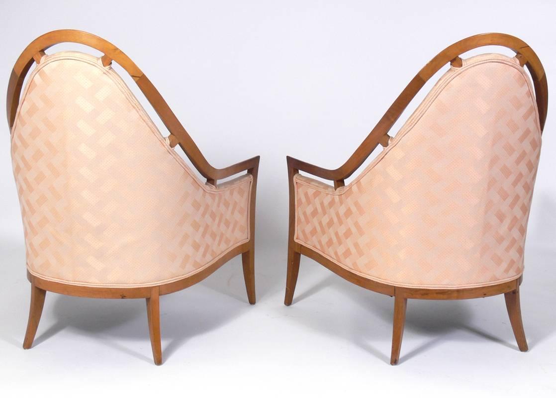 American Pair of Sculptural Arch Back Chairs Designed in the Style of Harvey Probber