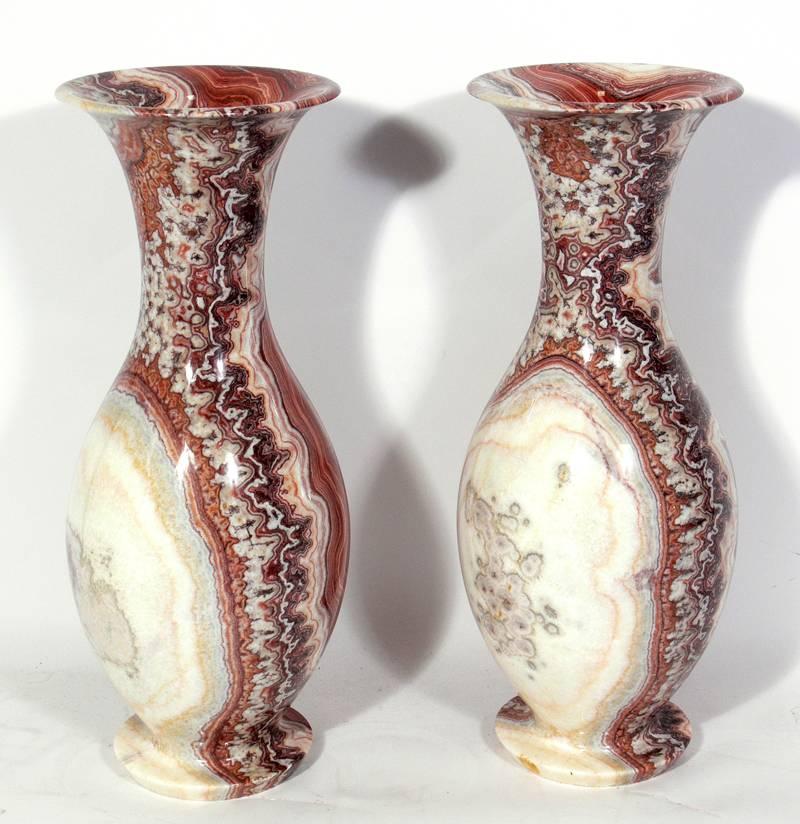 East Asian Pair of Large-Scale Agate Urns 