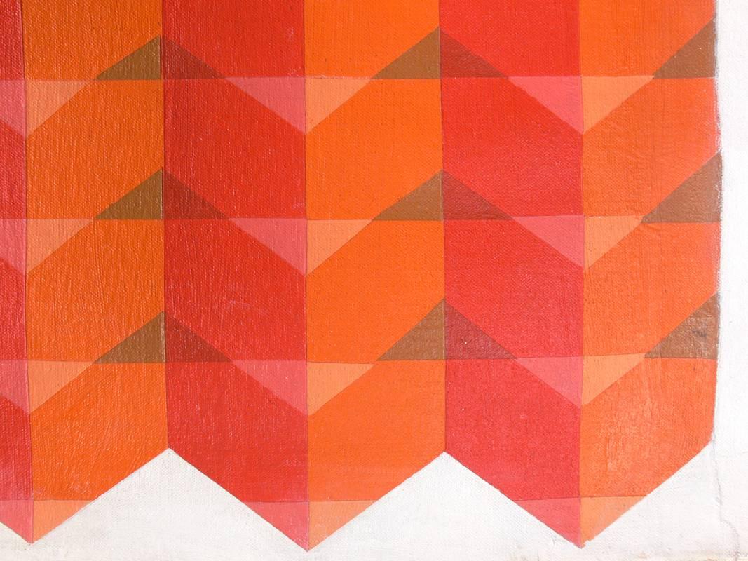 American Large Scale Orange Geometric Painting For Sale