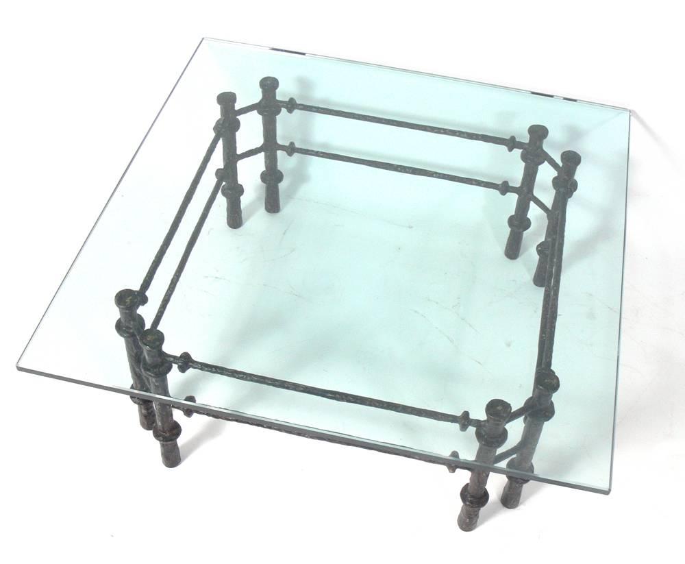 Mid-Century Modern Sculptural Wrought Iron Coffee Table in the Manner of Diego Giacometti